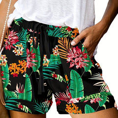 Floral Print Drawstring Casual Shorts
