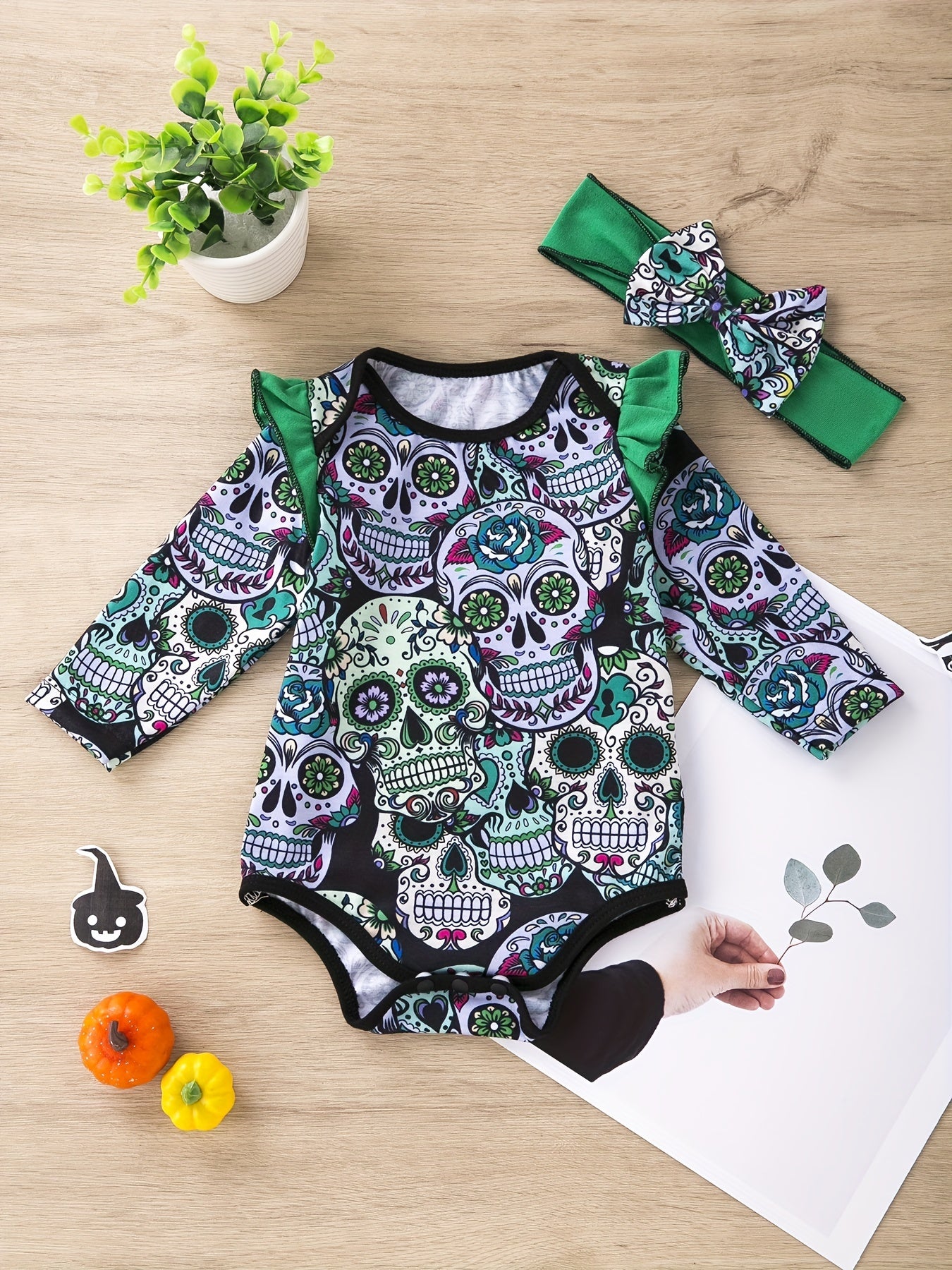 Newborn Baby Girl Outfit Long Sleeve Bodysuit 2Pcs Toddler Clothing Sets