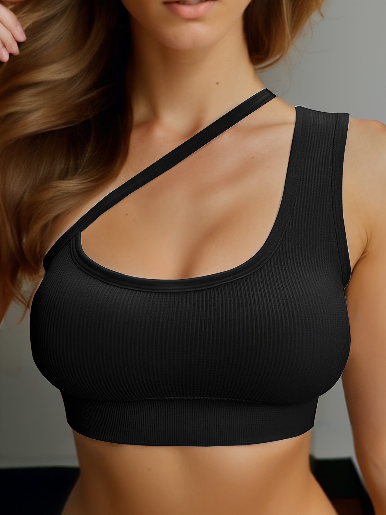 One Shoulder Strap Sports Bra Yoga Fitness Lingerie