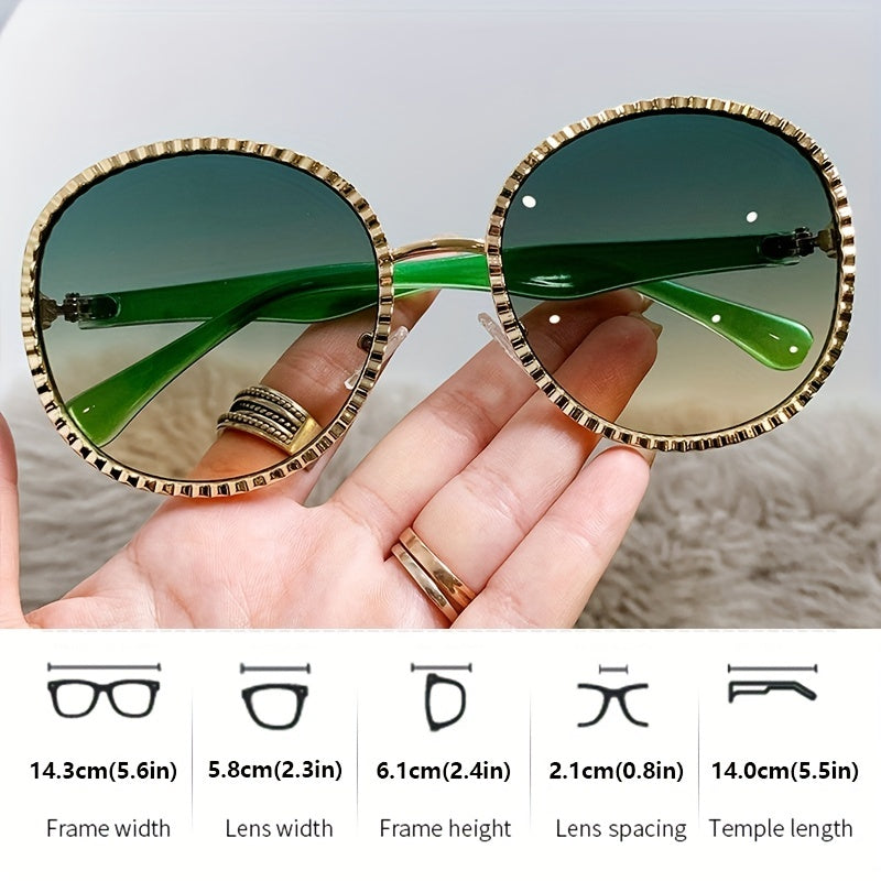 Oversized Oval Sunglasses Y2K Metal Frame Gradient Glasses UV400