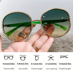 Oversized Oval Sunglasses Y2K Metal Frame Gradient Glasses UV400