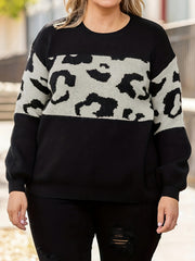 Colorblock Leopard Print Sweater