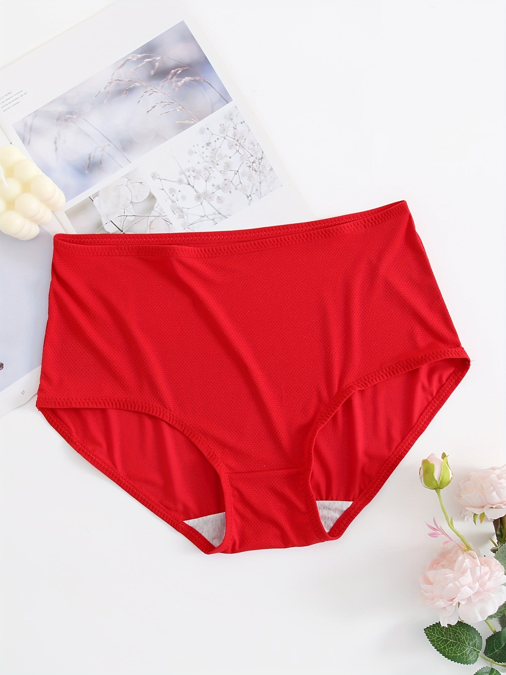 4 Pack Women's Plus Size Mid Waist Stretch Underwear Set