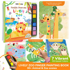 Lively Zoo Finger Painting Book 30 Scenes Washable Non Toxic Quiet Book