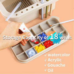 Rectangular Brush Tub with Integrated Palette in Lid 16 Hole Function