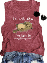 Letter Print Crew Neck Tank Top Women's Sleeveless Summer Tank