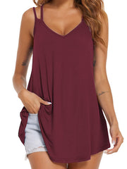 Women's V Neck Sleeveless Tank Top Casual Summer Halter