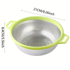 1pc Stainless Steel Kitchen Washing Basin Round Fruit Vegetable Filter Basin