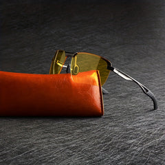 Night Driving Glasses For Men Anti Glare Polarized Metal Frame Sunglasses
