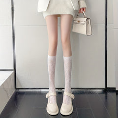 3 Pairs Floral Lace Calf Socks Sweet Knee High Stockings