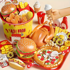Kitchen Western Set Pretend Delicious Burger Hot Dog French Fries Breakfast Set