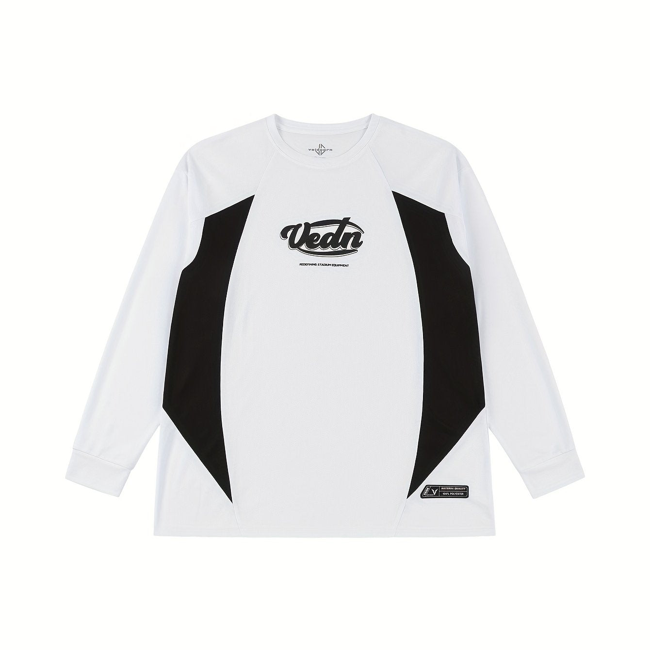 Block Pattern Print Men's Graphic Crew Neck Long Sleeve Active T shirt