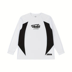 Block Pattern Print Men's Graphic Crew Neck Long Sleeve Active T shirt