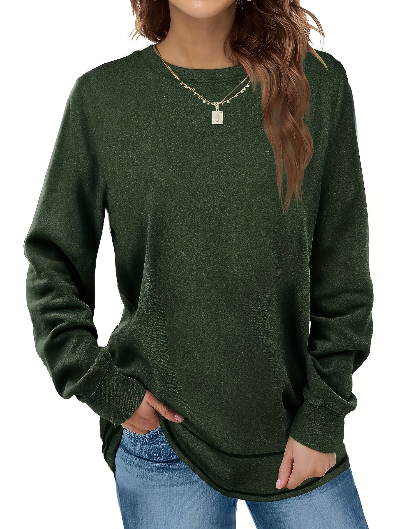 Women's Crew Neck Sweatshirt Long Sleeve Casual Sports Pullover Shirt