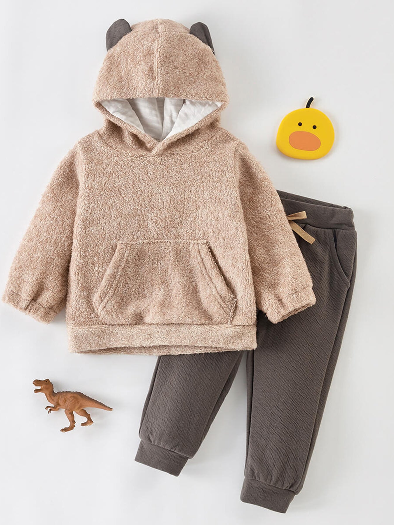 2pc Toddler Boy Bear Hooded Sweater & Pants Set