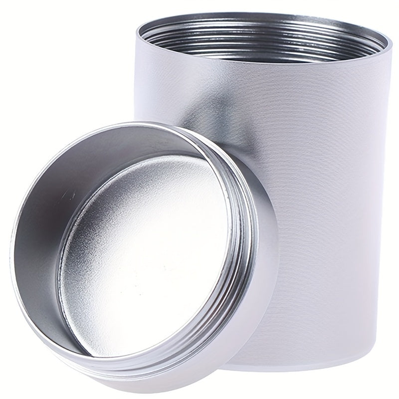 Silvery Airtight Aluminum Herb Stash Metal Sealed Can Tea Jar