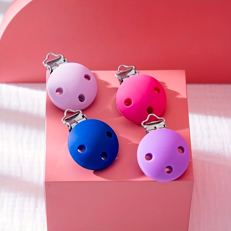 Silicone Round Head Baby Pacifier Clip with Metal Clip