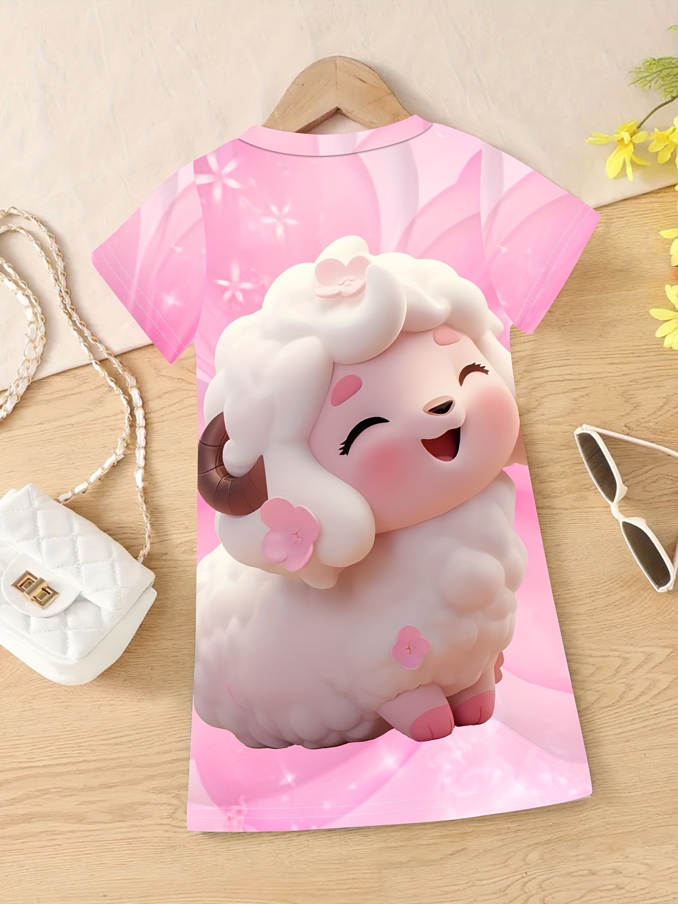 Cute 3D Sheep Graphic Dress for Girls