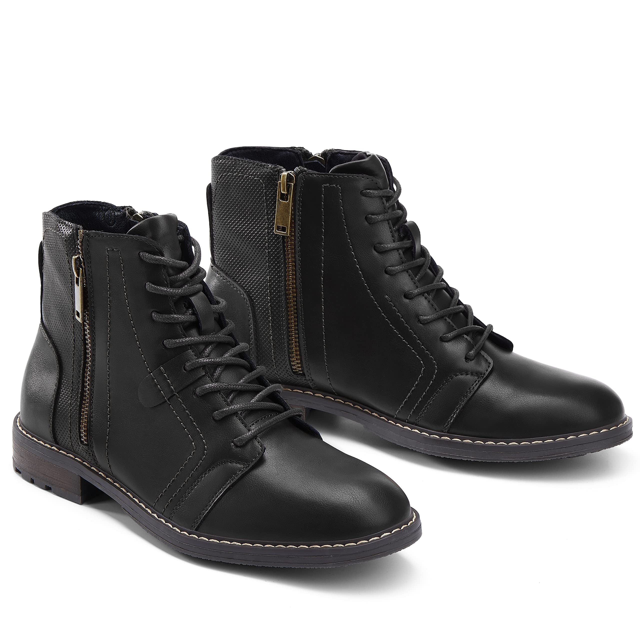 Men's Casual Ankle Motorcycle Boots Side Zip Work Shoes