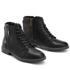 Men's Casual Ankle Motorcycle Boots Side Zip Work Shoes