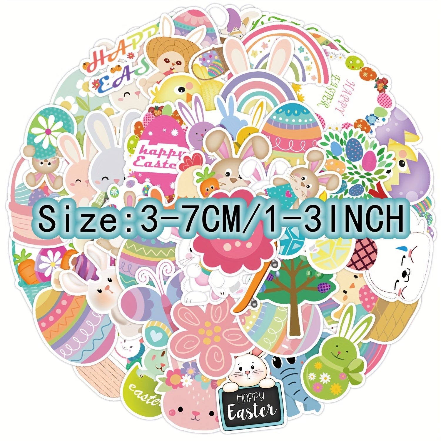 50pcs Cartoon Easter Rabbit Egg Stickers for Laptop Helmet Water Cup Decoration