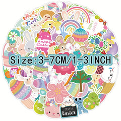 50pcs Cartoon Easter Rabbit Egg Stickers for Laptop Helmet Water Cup Decoration