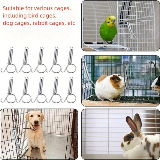 6pcs Metal Finger Spring Latch Hook for Pet Bird Cage Door