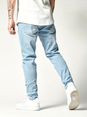 Men's Slim Fit Ripped Jeans - Distressed Denim Pants for Spring