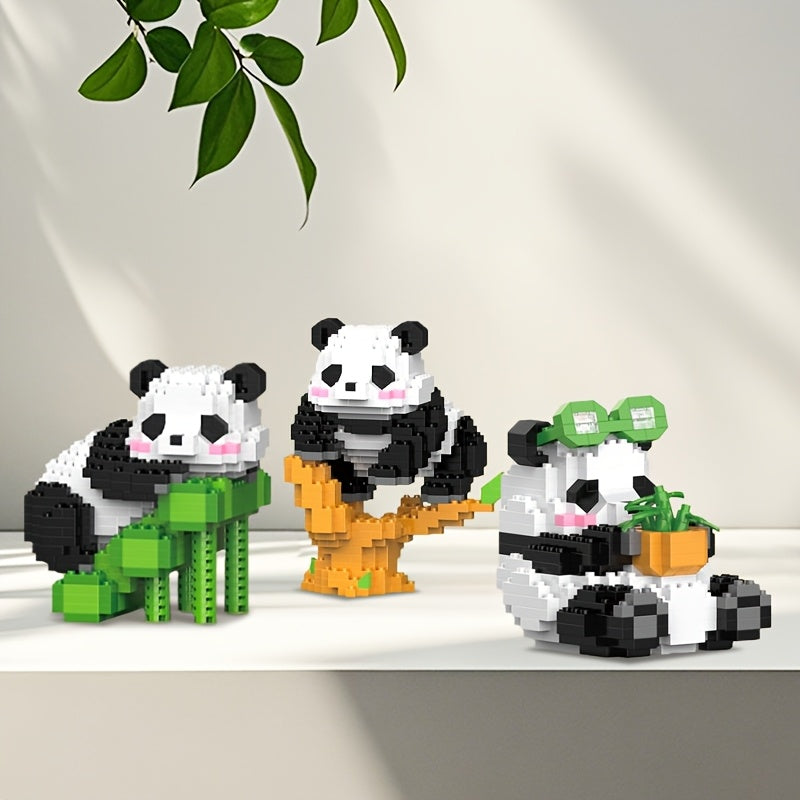 6 Panda Building Block Figures Fun Puzzle Toy for Kids Durable Playset