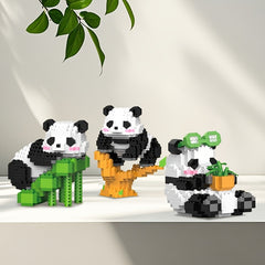 6 Panda Building Block Figures Fun Puzzle Toy for Kids Durable Playset