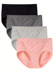 4pcs Comfy Mid Rise Panties Women's Lingerie