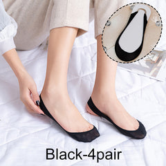 4 Pairs Invisible Slingback Socks Non-slip Ankle Socks Women's Stockings