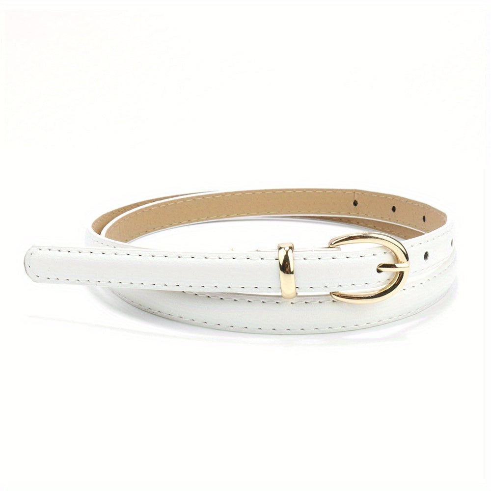 Candy Adjustable Waist Belt Golden Pin Buckle Thin PU Belt