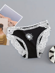 3Pcs Lace Briefs Stretchy Intimates Panties Women's Lingerie