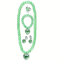 Girls Princess Crystal Jewel Set - Necklace, Ear Clip, Ring, Bracelet