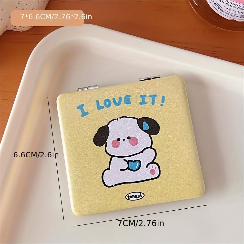 Animal & Letter Pattern Makeup Mirror Double Side Folding Vanity Mirror