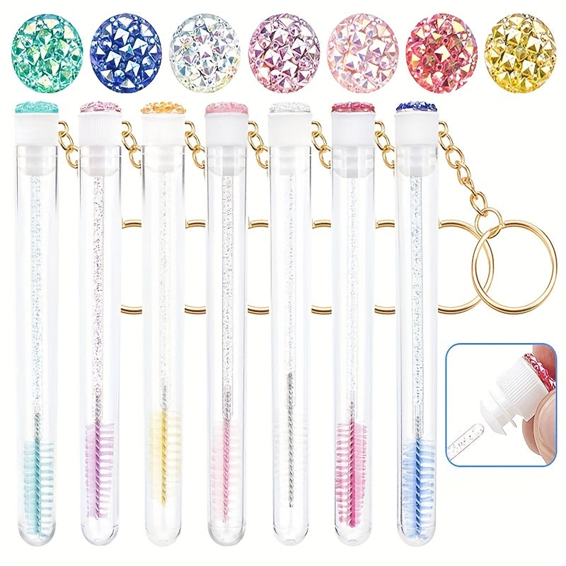 Crystal Mascara Wands & Brush Set with Reusable Key Chain Tube