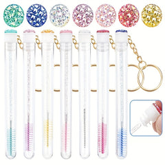 Crystal Mascara Wands & Brush Set with Reusable Key Chain Tube