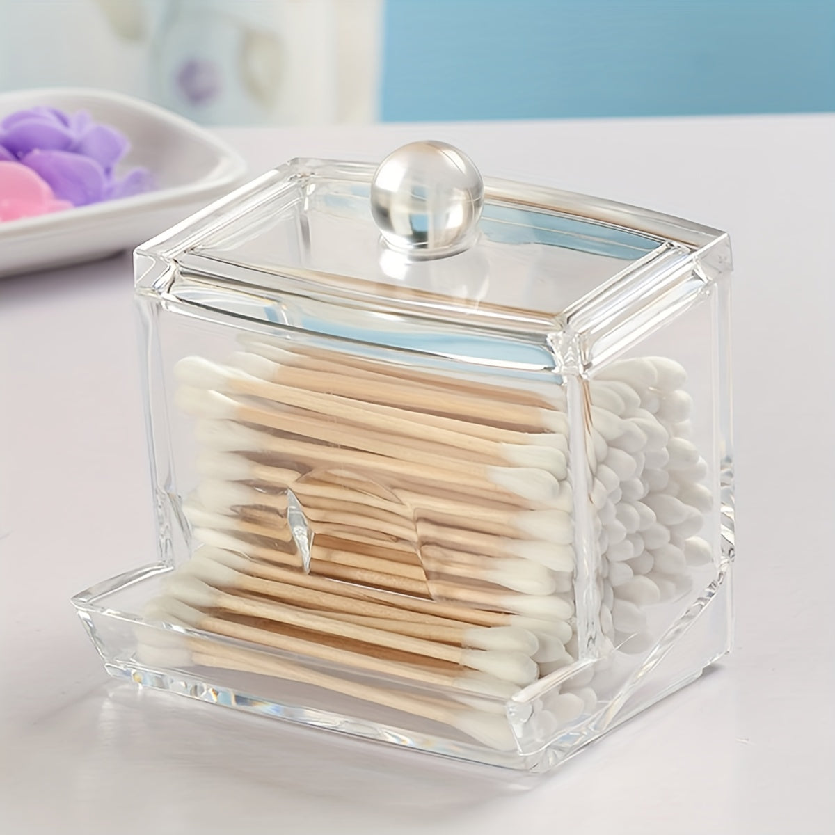 Acrylic Cotton Swabs and Ball Holder with Lid