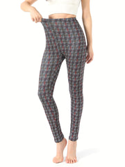 Plaid Print Yoga Tight Pants Stretchy Fitness Leggings