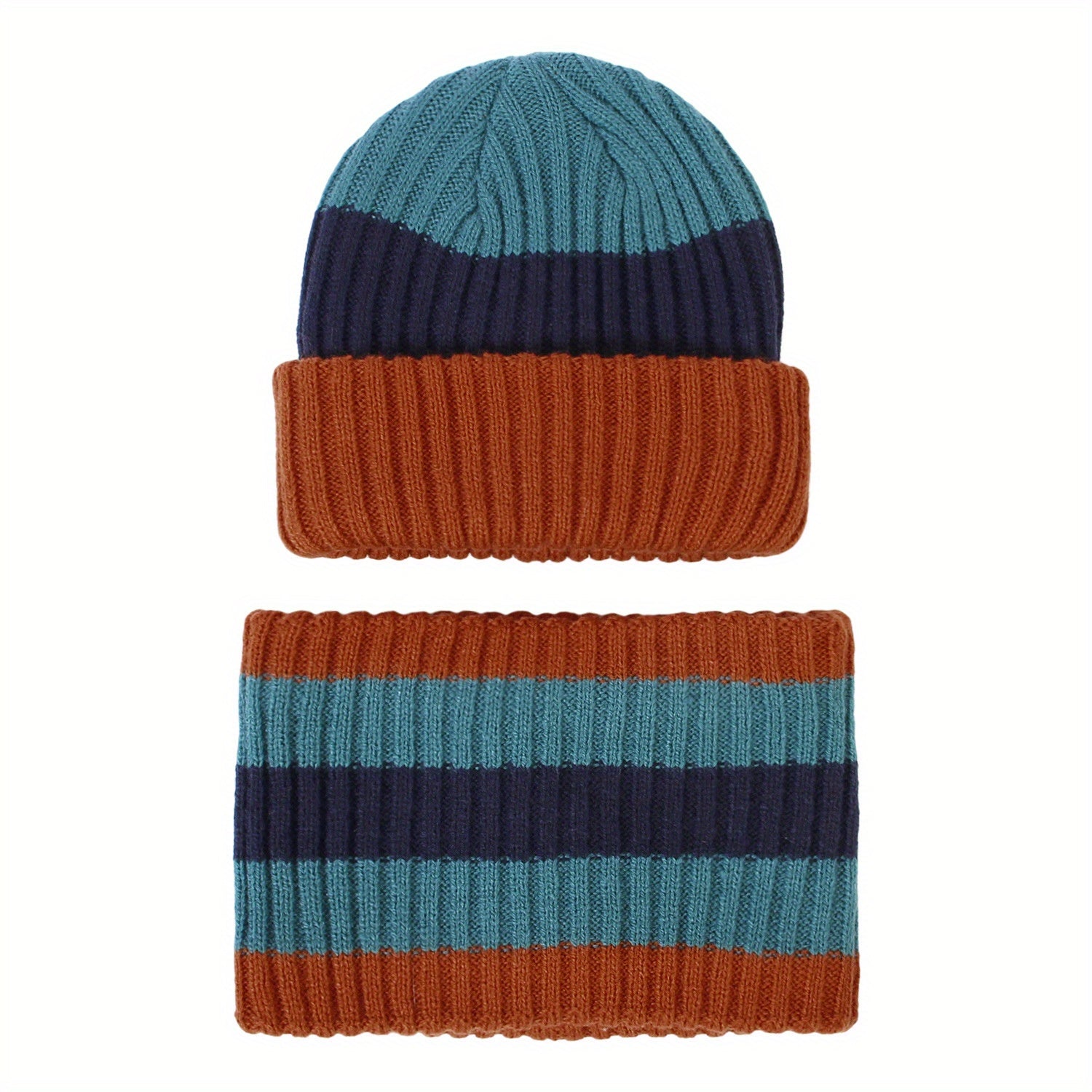 Kids Striped Windproof Knit Beanie Hat for Fall/Winter