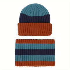 Kids Striped Windproof Knit Beanie Hat for Fall/Winter
