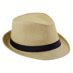 Men's Straw Hat Jazz Hat Summer Sunshade Straw Hat Outdoor Sun Hat