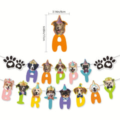 Dog Birthday Party Supplies Dog Cake Toppers Banner Balloons Ribbon