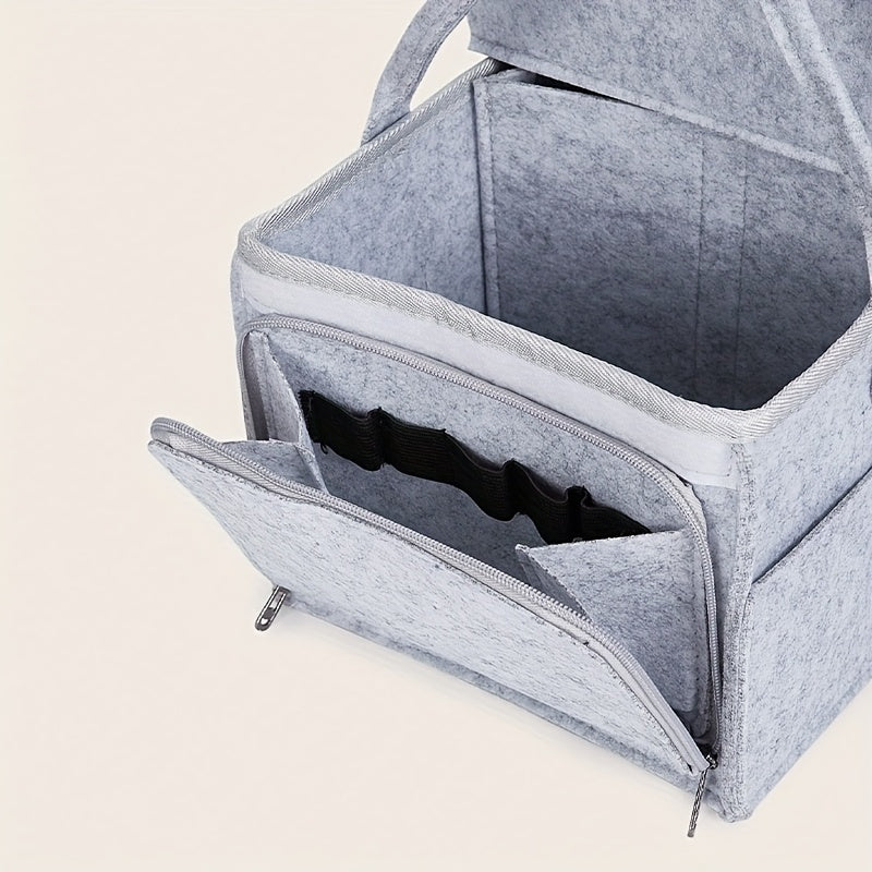 Foldable Flip Top Felt Mommy Diaper Storage Bag with Multiple Compartments
