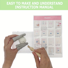 4pcs Needle Felting Kit with Wool Roving Beginner Set for Craft Animal Decor