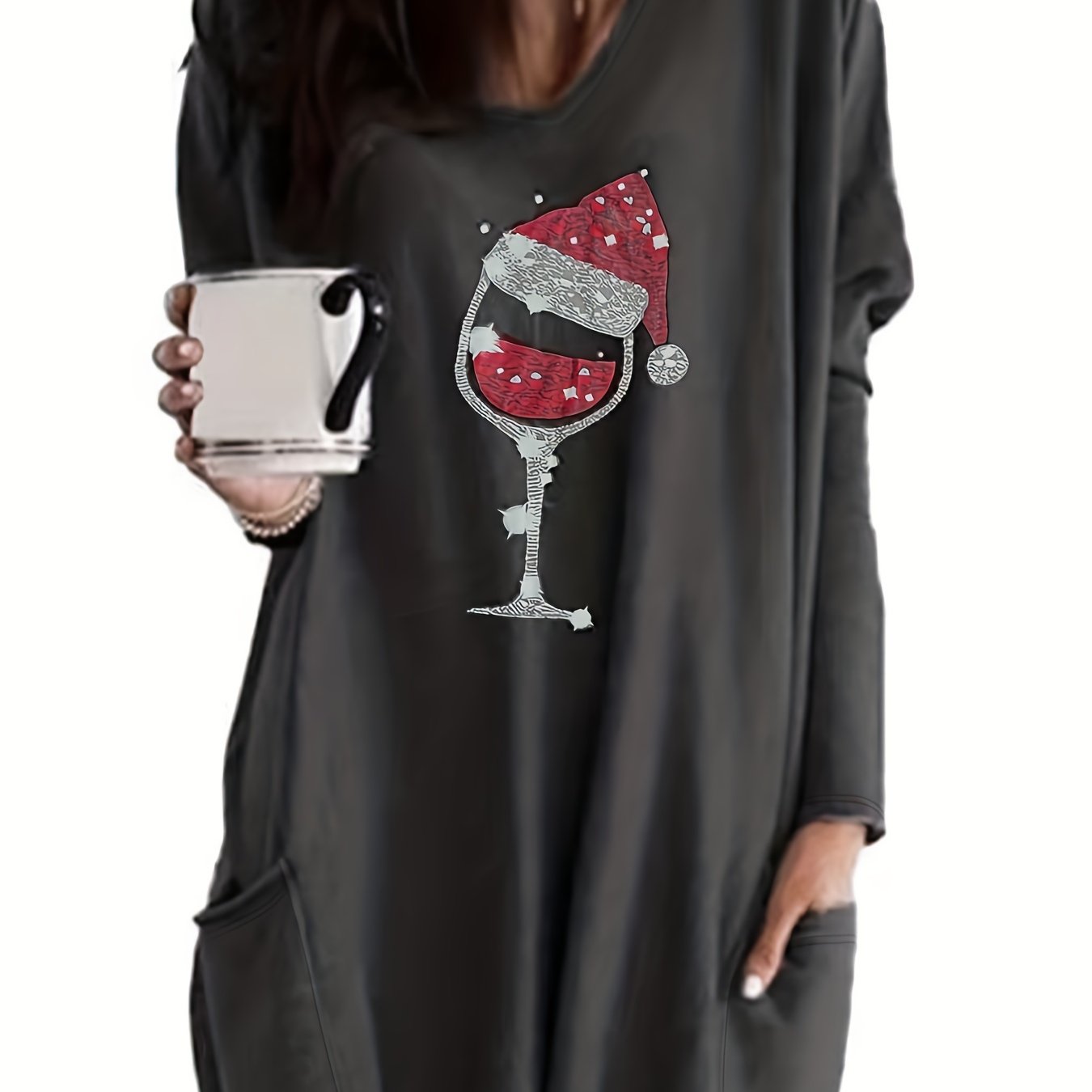 Plus Size Christmas Casual Dress Women's Plus Graphic Print Dress