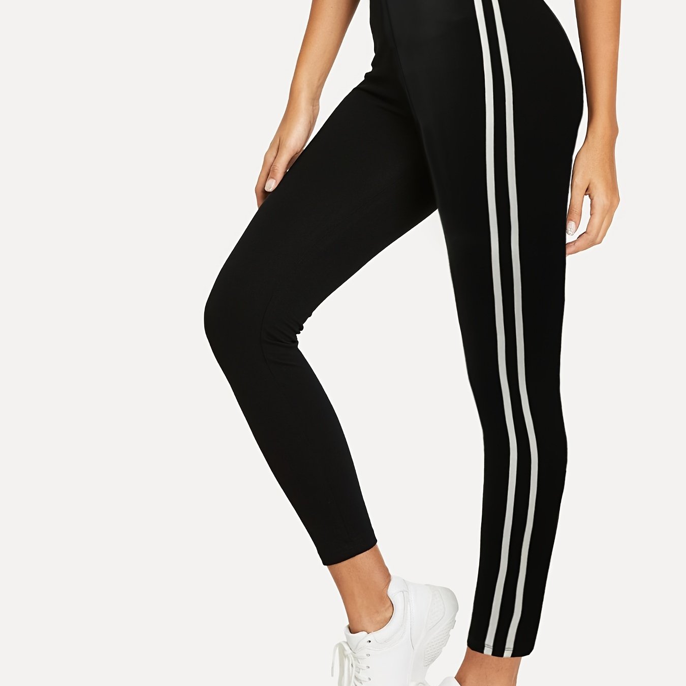 Contrast Trim Leggings Casual Sporty Leggings Women's Clothing