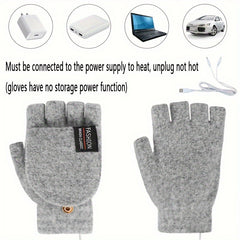 Rechargeable Heated Half Finger Gloves USB Charging Winter Hand Warmer