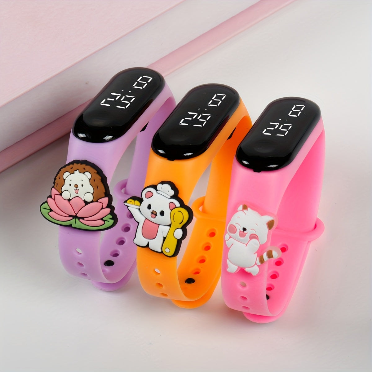 3pcs Animal Doll Electronic Bracelet Watch Set LED for Family Gift